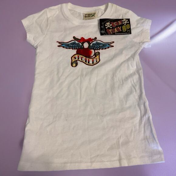 VTG 90s ReadySteadyGo 3T Toddler Girl ShortSleeve White TShirt Spoiled Graphic - Picture 1 of 6